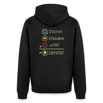 Doctor Engineer Artist Equal Dentist Funny - Unisex Premium Bio Zip Hoodie - Schwarz - Hinten - Nico (187cm)