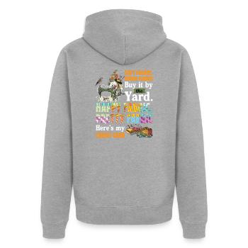Soft Fabric Warm Fabric Buy It By The Yard Funny - Unisex Premium Bio Zip Hoodie - Grau meliert - Hinten - Nico (187cm)