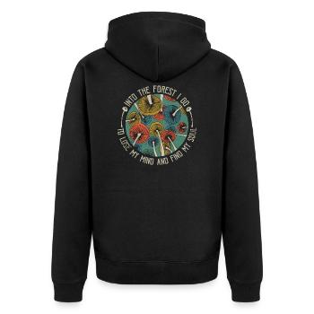 Find My Soul Mushroom Mycologist Vintage - Unisex Premium Organic Zip Hoodie - black - Back - Nico (187cm)