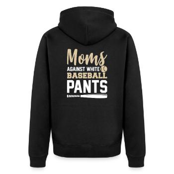 Moms Against White Baseball Pants - Unisex Premium Bio Zip Hoodie - Schwarz - Hinten - Nico (187cm)