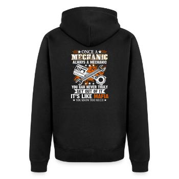 Once A Mechanic Always A Mechanic You Can Never - Unisex Premium Bio Zip Hoodie - Schwarz - Hinten - Nico (187cm)