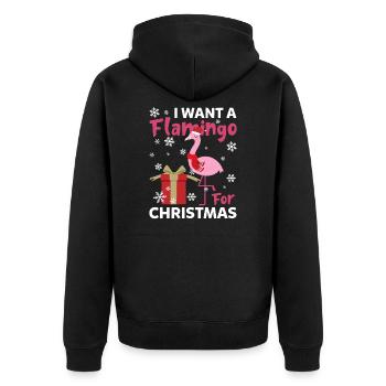 I Want A Flamingo For Christmas Funny Flamingo - Veste à capuche bio Premium Unisexe - noir - Dos - Nico (187cm)