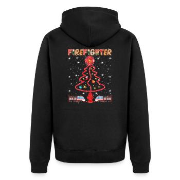 Fire Hose Christmas Pine Tree Firefighter Gifts - Unisex Premium Bio Zip Hoodie - Schwarz - Hinten - Nico (187cm)