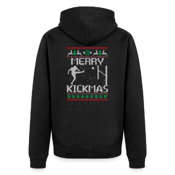 Merry Kickmas Funny Football Kick Sarcasm Christma - Unisex Premium Bio Zip Hoodie - Schwarz - Hinten - Nico (187cm)