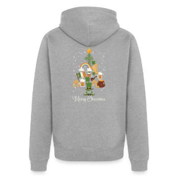 Irish Merry Christmas Pine Tree Funny Decoration - Unisex Premium Bio Zip Hoodie - Grau meliert - Hinten - Nico (187cm)