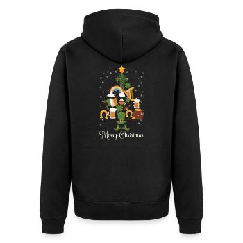 Irish Merry Christmas Pine Tree Funny Decoration - Unisex Premium Bio Zip Hoodie - Schwarz - Hinten - Nico (187cm)