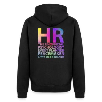 HR The Unofficial Psychologist Event Planner - Unisex Premium Organic Zip Hoodie - black - Back - Nico (187cm)