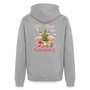 Let's Jingle And Flamingle Funny Flamingo - Unisex Premium Bio Zip Hoodie - Grau meliert - Hinten - Nico (187cm)