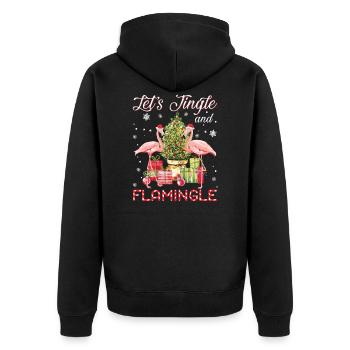 Let's Jingle And Flamingle Funny Flamingo - Unisex Premium Bio Zip Hoodie - Schwarz - Hinten - Nico (187cm)