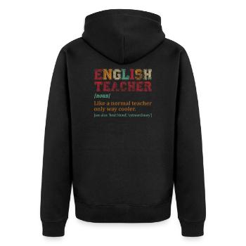 English Teacher Like A Normal Teacher Only Way - Unisex Premium Bio Zip Hoodie - Schwarz - Hinten - Nico (187cm)