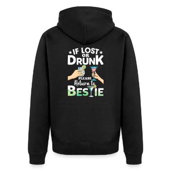 If Lost Or Drunk Please Return To Bestie Funny - Unisex Premium Organic Zip Hoodie - black - Back - Nico (187cm)
