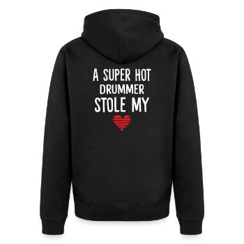 Un batteur super chaud a volé mon coeur Funny Girls - Veste à capuche bio Premium Unisexe - noir - Dos - Nico (187cm)