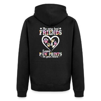 The Very Best Friends Leave Paw Prints On Your - Unisex Premium Bio Zip Hoodie - Schwarz - Hinten - Nico (187cm)