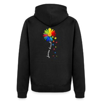 Choose Kind Rainbow Daisy Autism Awareness Support - Unisex Premium Organic Zip Hoodie - black - Back - Nico (187cm)