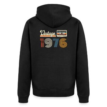 Vintage Retro 1976 44e anniversaire idée cadeau - Veste à capuche bio Premium Unisexe - noir - Dos - Nico (187cm)