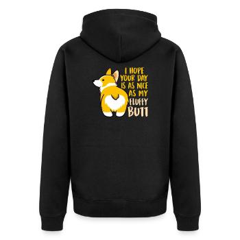 I Hope Your Day Is As Nice As My Fluffy Butt Funny - Unisex Premium Bio Zip Hoodie - Schwarz - Hinten - Nico (187cm)