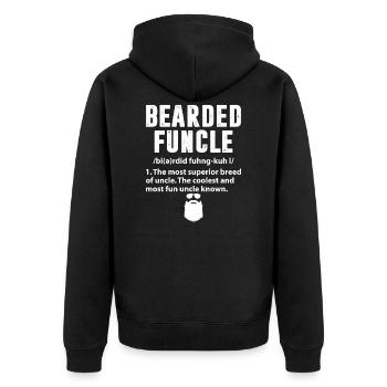 Bearded Funcle Funny Uncle Definition Sarcasm - Unisex Premium Organic Zip Hoodie - black - Back - Nico (187cm)