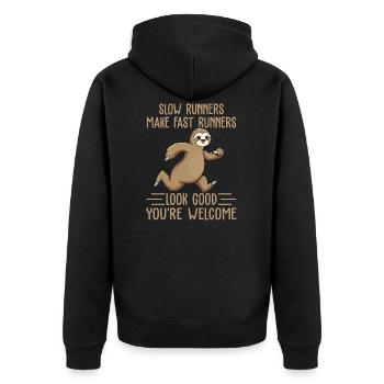 Slow Runners Make Fast Runners Look Good Funny - Unisex Premium Bio Zip Hoodie - Schwarz - Hinten - Nico (187cm)