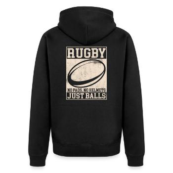 Rugby No Pads No Helmet Just Balls Rugby Player - Veste à capuche bio Premium Unisexe - noir - Dos - Nico (187cm)