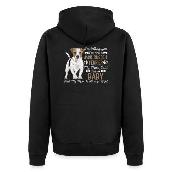 Jack Russell Dog Mom T Shirt - Unisex Premium Organic Zip Hoodie - black - Back - Nico (187cm)