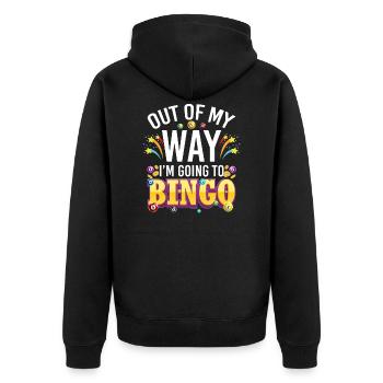 Out Of My Way I’m Going To Bingo - Veste à capuche bio Premium Unisexe - noir - Dos - Nico (187cm)