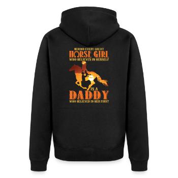 Derrière chaque grand cheval fille un papa - Veste à capuche bio Premium Unisexe - noir - Dos - Nico (187cm)