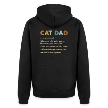 Papa chat vintage T-Shirt définition papa chat - Veste à capuche bio Premium Unisexe - noir - Dos - Nico (187cm)