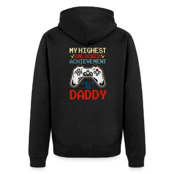 Ma plus haute réussite débloquée m'appelle papa - Veste à capuche bio Premium Unisexe - noir - Dos - Nico (187cm)