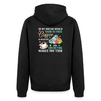 Le fil des amateurs de crochet est gratuit Le café est sain - Veste à capuche bio Premium Unisexe - noir - Dos - Nico (187cm)