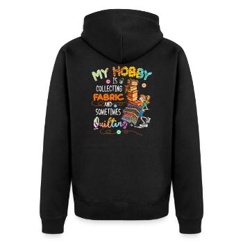 Mon passe-temps collecte des tissus et parfois du matelassage - Veste à capuche bio Premium Unisexe - noir - Dos - Nico (187cm)