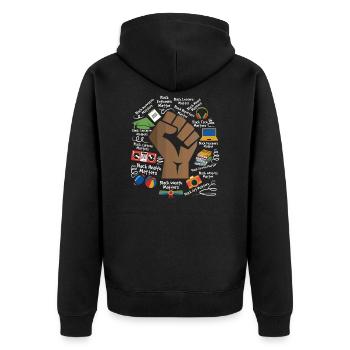 T-shirt noir Power Black History Month Fist - Veste à capuche bio Premium Unisexe - noir - Dos - Nico (187cm)