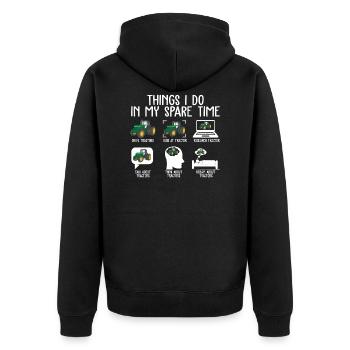 Things I Do In My Spare Time Tractors T Shirt - Veste à capuche bio Premium Unisexe - noir - Dos - Nico (187cm)