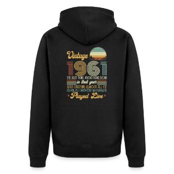 Vintage 1961 Rock Music Lovers Birthday Gift Shirt - Unisex Premium Organic Zip Hoodie - black - Back - Nico (187cm)