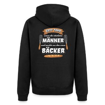 Bäcker Meister Bäckerei backen lustiger Spruch - Unisex Premium Bio Zip Hoodie - Schwarz - Hinten - Nico (187cm)