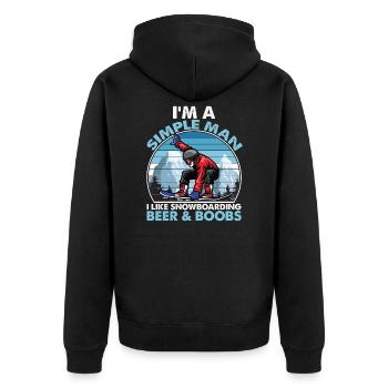 I Like Snowboarding Beer & Boobs - Unisex Premium Bio Zip Hoodie - Schwarz - Hinten - Nico (187cm)