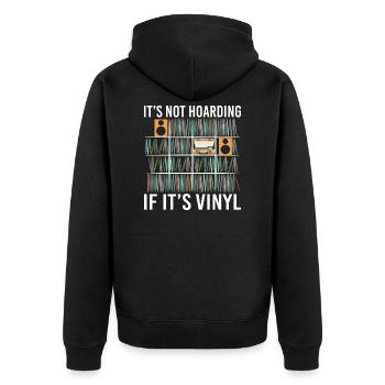 It's Not Hoarding If It's Vinyl Vintage Records - Unisex Premium Organic Zip Hoodie - black - Back - Nico (187cm)