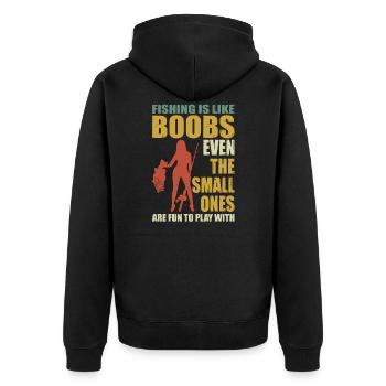 Fishing Is Like Boobs Even The Small Ones - Unisex Premium Organic Zip Hoodie - black - Back - Nico (187cm)
