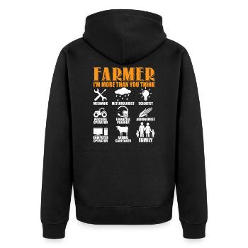 Farmer I’m More Than You Think - Veste à capuche bio Premium Unisexe - noir - Dos - Nico (187cm)