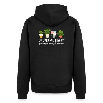 Occupational Therapy - Unisex Premium Bio Zip Hoodie - Schwarz - Hinten - Nico (187cm)