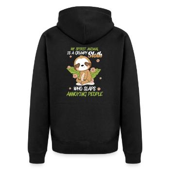My Spirit Animal Is A Grumpy Sloth - Unisex Premium Bio Zip Hoodie - Schwarz - Hinten - Nico (187cm)