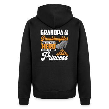 Grand-père & Grand-père Her Hero His Princess - Veste à capuche bio Premium Unisexe - noir - Dos - Nico (187cm)