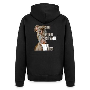 Save A Pitbull A Dog Fighter - Unisex Premium Organic Zip Hoodie - black - Back - Nico (187cm)