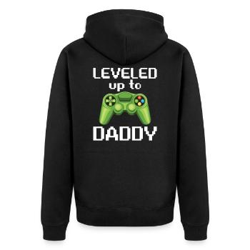 Leveled Up To Daddy Game Controller - Unisex Premium Bio Zip Hoodie - Schwarz - Hinten - Nico (187cm)