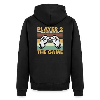 Player 2 Has Entered The Game - Unisex Premium Bio Zip Hoodie - Schwarz - Hinten - Nico (187cm)