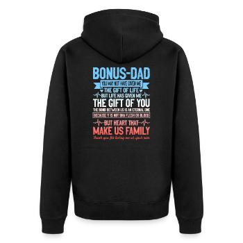 Bonus Dad Fathers Day - Unisex Premium Bio Zip Hoodie - Schwarz - Hinten - Nico (187cm)