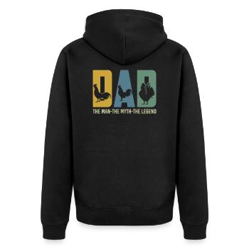 Chicken Dad The Man The Myth The Legend - Unisex Premium Bio Zip Hoodie - Schwarz - Hinten - Nico (187cm)