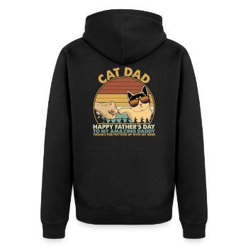 Cat Dad Fist Bump Vintage Fathers Day - Veste à capuche bio Premium Unisexe - noir - Dos - Nico (187cm)
