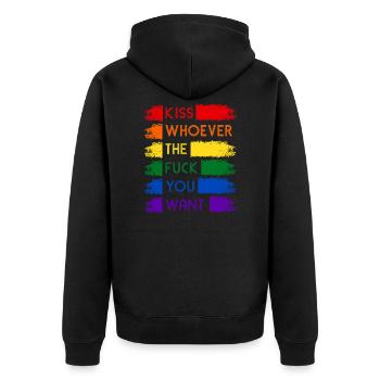 Kiss Whoever June Pride Month - Veste à capuche bio Premium Unisexe - noir - Dos - Nico (187cm)