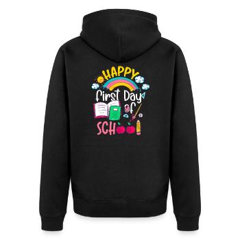 Happy First Day of School Teachers Back to School - Unisex Premium Bio Zip Hoodie - Schwarz - Hinten - Nico (187cm)