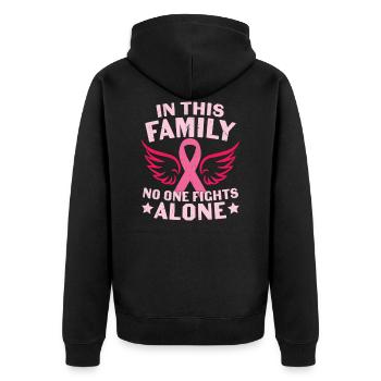 In this Family No one Fights Alone Breast Cancer - Veste à capuche bio Premium Unisexe - noir - Dos - Nico (187cm)